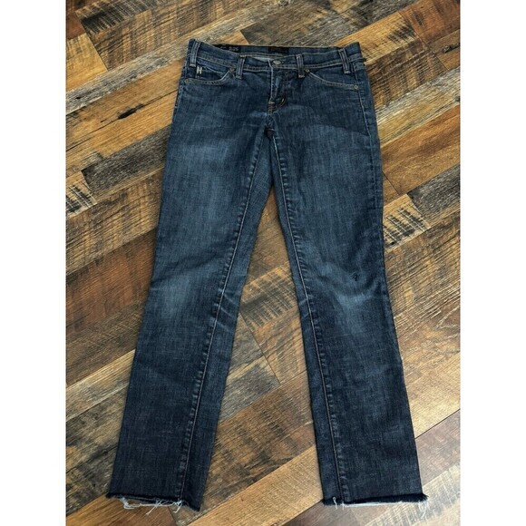 COH Citizens of Humanity Jeans Avedon Stretch Mid Rise Raw Hem Sz 28 Dark Wash - Picture 1 of 8